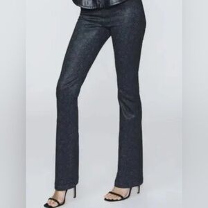 Morris & Co x PAIGE High Rise Manhattan Black Wide Leg Jeans size 28 Preppy